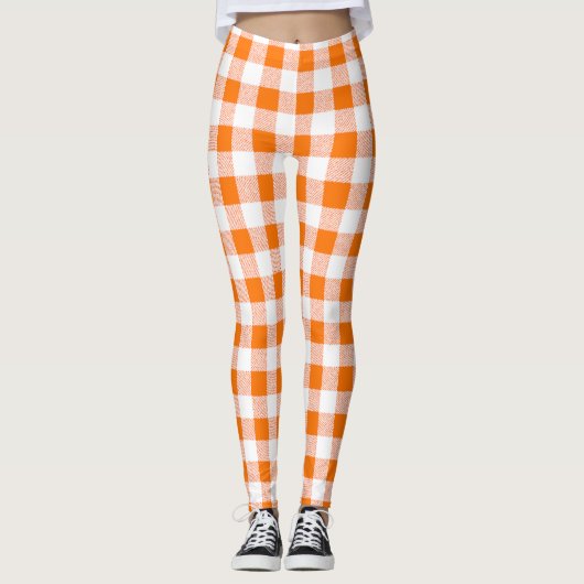 Gingham Check Oranje Leggings (Voorkant)