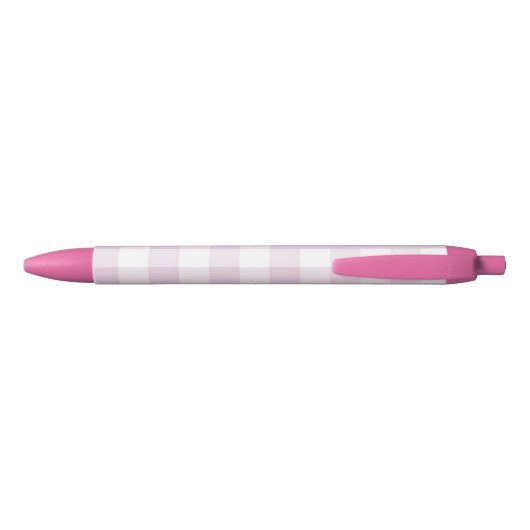 Gingham Check Pale Pink Custom Name Zwarte Inkt Pen (Achterkant)