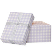 Gingham Check Pastel Lila Paarse Crème Cadeaupapier
