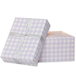 Gingham Check Pastel Lila Paarse Crème Cadeaupapier