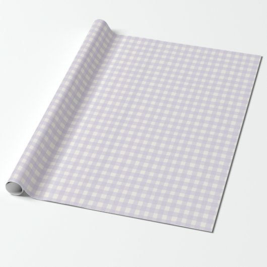 Gingham Check Pastel Lila Paarse Crème Cadeaupapier (Uitgerold)
