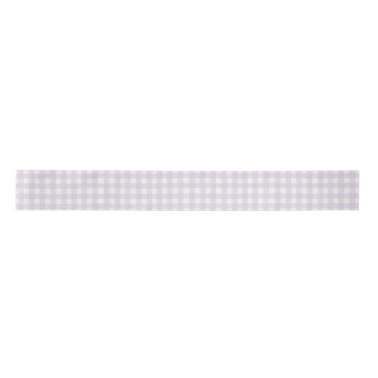 Gingham Check Pastel Lila Paarse Crème Satijnen Lint (Voorkant)