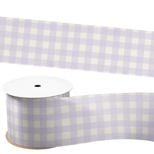 Gingham Check Pastel Lila Paarse Crème Satijnen Lint