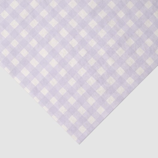 Gingham Check Pastel Lila Paarse Crème Tissuepapier (Detail)