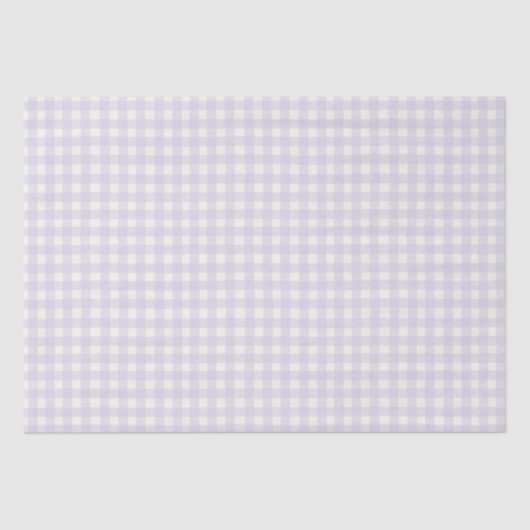 Gingham Check Pastel Lila Paarse Crème Tissuepapier (Voorkant)