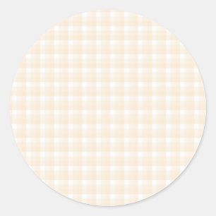 Gingham check patroon. Beige en wit. Ronde Sticker