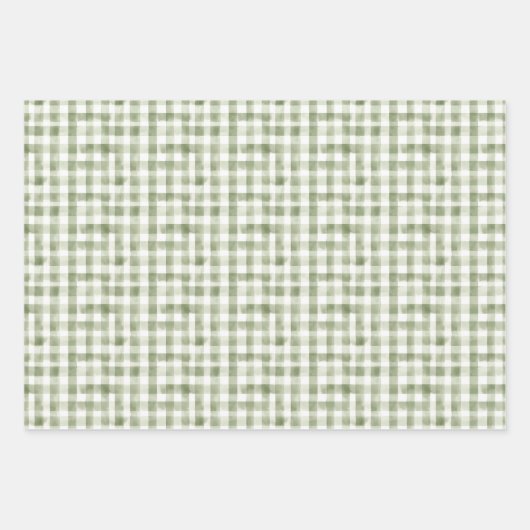 Gingham Check Patroon Blauw Roze Salie Groen Inpakpapier Vel (Voorkant 2)
