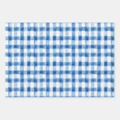 Gingham Check Patroon Blauw Roze Salie Groen Inpakpapier Vel (Voorkant)