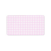 Gingham check patroon. Bleek roze en wit. Etiket (Voorkant)