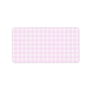 Gingham check patroon. Bleek roze en wit. Etiket