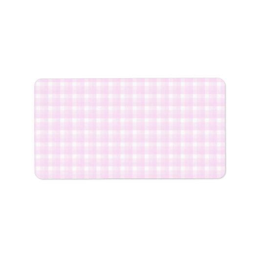 Gingham check patroon. Bleek roze en wit. Etiket (Voorkant)