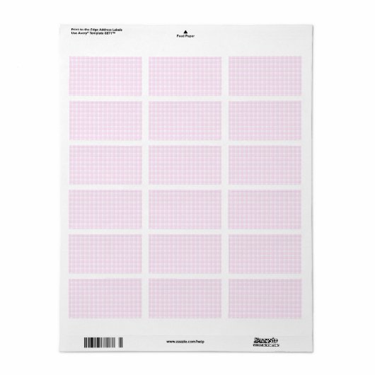 Gingham check patroon. Bleek roze en wit. Etiket (Full Sheet)