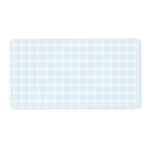 Gingham check patroon. Bord Blauw en Wit. Etiket