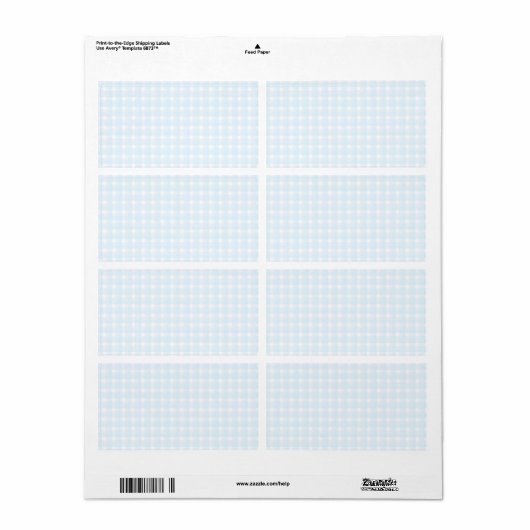 Gingham check patroon. Bord Blauw en Wit. Etiket (Full Sheet)