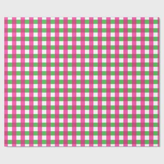 Gingham Check Patroon Hot Pink en Green Cadeaupapier (Vlak)