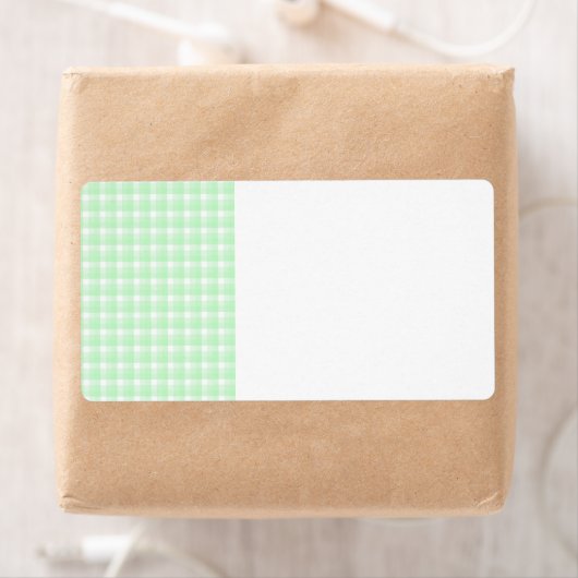 Gingham check patroon. Lichtgroen en wit. Etiket (Insitu)