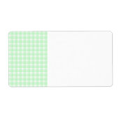 Gingham check patroon. Lichtgroen en wit. Etiket (Voorkant)