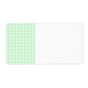 Gingham check patroon. Lichtgroen en wit. Etiket