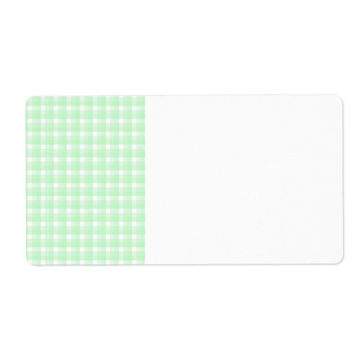 Gingham check patroon. Lichtgroen en wit. Etiket (Voorkant)