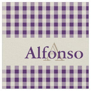 Gingham check patroon monogram druif Paarse beige Stof