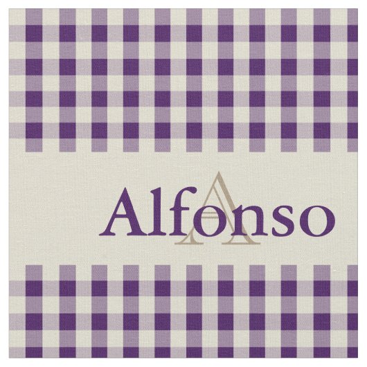 Gingham check patroon monogram druif Paarse beige Stof (Close Up)