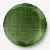 Gingham check patroon zwart groen tijdloos plezier papieren bordje (Voorkant)