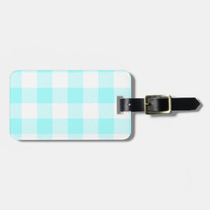 Gingham Check Pattern (lichtblauw) Bagagelabel