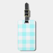 Gingham Check Pattern (lichtblauw) Bagagelabel (Voorkant verticaal)