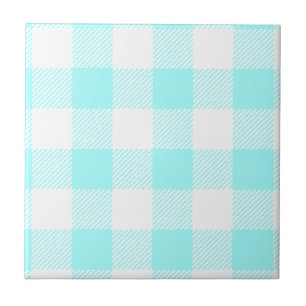 Gingham Check Pattern (lichtblauw) Tegeltje
