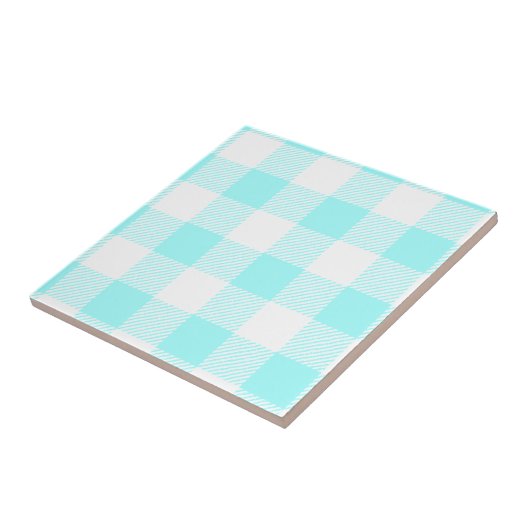 Gingham Check Pattern (lichtblauw) Tegeltje (Zijkant)