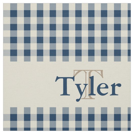 Gingham Check Pattern Monogram Custom Boy's Stof (Swatch)