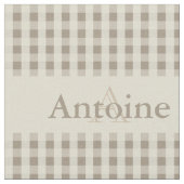 Gingham Check Pattern Monogram Khaki Sand Beige Stof (Close Up)