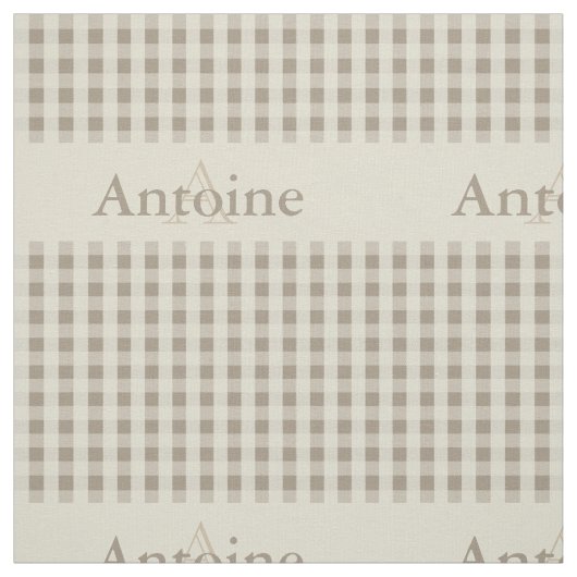 Gingham Check Pattern Monogram Khaki Sand Beige Stof (Swatch)