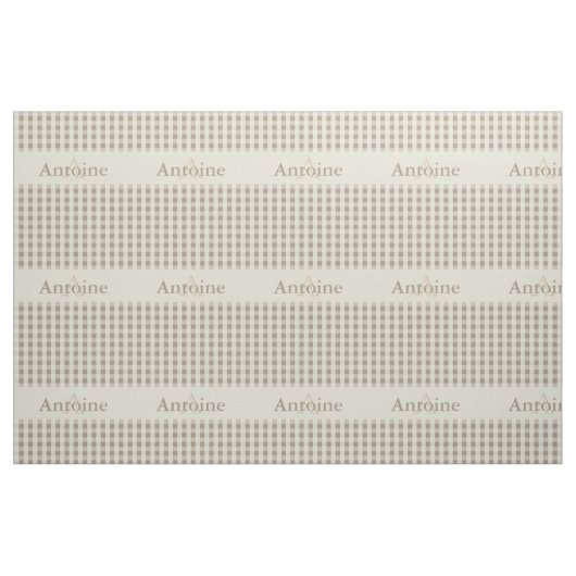 Gingham Check Pattern Monogram Khaki Sand Beige Stof (Fat Quarter)