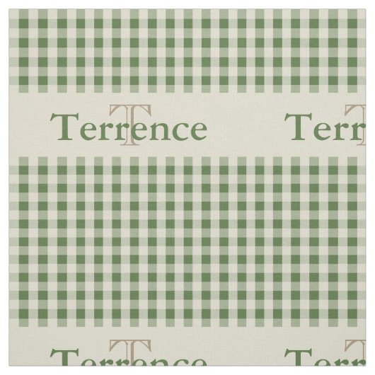 Gingham Check Pattern Monogram Sage Green Boys Stof (Swatch)