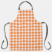 Gingham Check Pattern Oranje Schort (Voorkant)