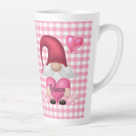 Gingham Check Pattern Personalized Gnome Mok
