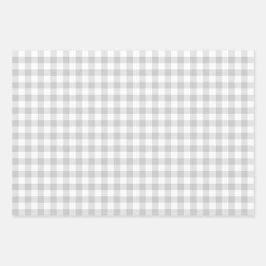 Gingham Check Pattern Plaid Lichtblauw Roze Grijs Inpakpapier Vel (Voorkant 3)