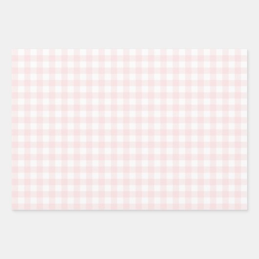 Gingham Check Pattern Plaid Lichtblauw Roze Grijs Inpakpapier Vel (Voorkant 2)