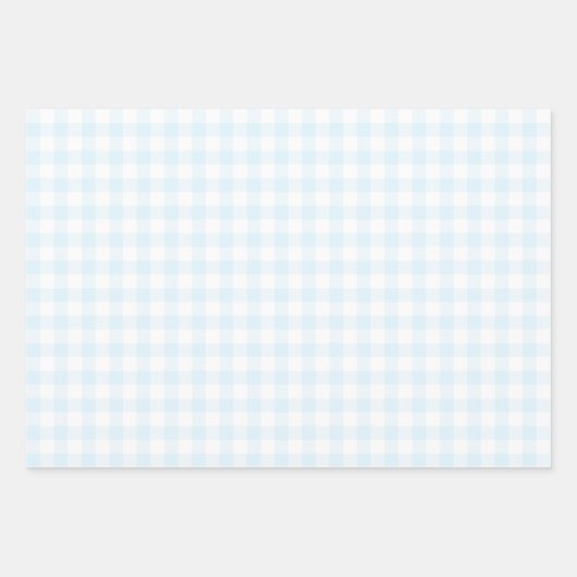 Gingham Check Pattern Plaid Lichtblauw Roze Grijs Inpakpapier Vel (Voorkant)