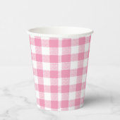 Gingham Check Pink Paper Cup Papieren Bekers (Rechts)