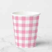 Gingham Check Pink Paper Cup Papieren Bekers (Voorkant)
