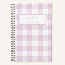 Gingham Check Pink Personalized Journal Notebook Notitieboek