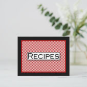 Gingham Check Red Black White Recipcard Briefkaart (Staand voorkant)