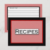 Gingham Check Red Black White Recipcard Briefkaart (Voorkant / Achterkant)