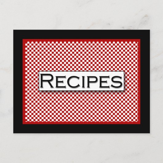 Gingham Check Red Black White Recipcard Briefkaart (Voorkant)