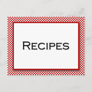 Gingham Check Red White Recipcard Briefkaart