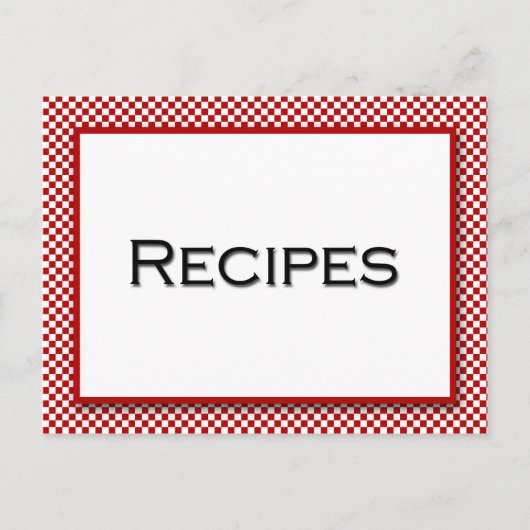 Gingham Check Red White Recipcard Briefkaart (Voorkant)