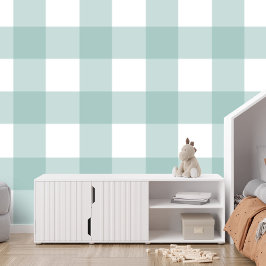 Gingham check schattig eenvoudig groot blauwgroen  behang