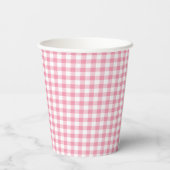 Gingham Check Small Pink Paper Cup Papieren Bekers (Achterkant)